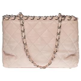 Chanel-CHANEL MINI TOTE BAG IN POWDER PINK QUILTED LAMB LEATHER -100421-Pink