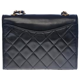 Chanel-CHANEL CLASSIQUE FULL FLAP POCKETS CROSSBODY BAG IN BLACK QUILTED LAMB LEATHER -100523-Black