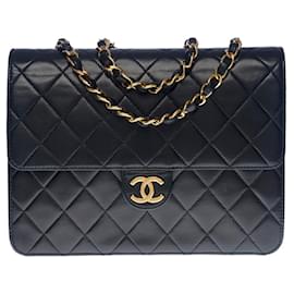 Chanel-CHANEL CLASSIC FLAP BAG CROSSBODY BAG IN BLACK QUILTED LAMB LEATHER -100519-Black