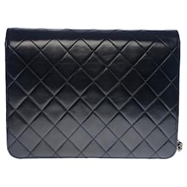 Chanel-CHANEL CLASSIC FLAP BAG CROSSBODY BAG IN BLACK QUILTED LAMB LEATHER -100519-Black