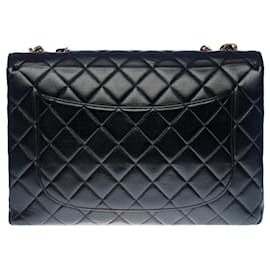 Chanel-EXCEPTIONAL CHANEL TIMELESS JUMBO SINGLE FLAP BAG CROSSBODY BAG IN BLACK QUILTED LAMB LEATHER - 100511-Black