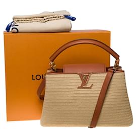 Louis Vuitton-handbag capucines mm raffia shoulder strap101055-Beige