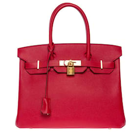 Hermès-HERMES BIRKIN BAG 30 in red leather - 101082-Red