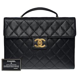 Chanel-briefcase in black caviar leather -101087-Black