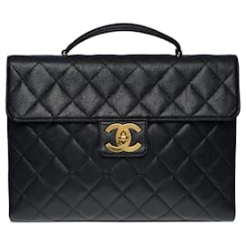 Chanel-briefcase in black caviar leather -101087-Black