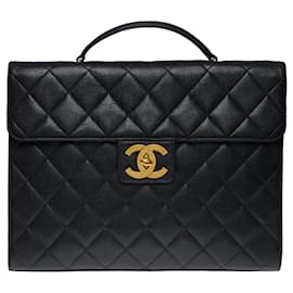 Chanel-briefcase in black caviar leather -101086-Black