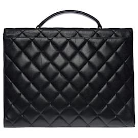 Chanel-briefcase in black caviar leather -101086-Black