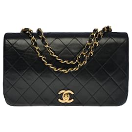 Chanel-CHANEL CLASSIC FULL FLAP CROSSBODY BAG IN BLACK QUILTED LAMB LEATHER -100540-Black