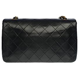 Chanel-CHANEL CLASSIC FULL FLAP CROSSBODY BAG IN BLACK QUILTED LAMB LEATHER -100540-Black