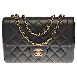 Chanel-CHANEL CLASSIC FLAP BAG CROSSBODY BAG IN BLACK QUILTED LAMB LEATHER -1212311012-Black