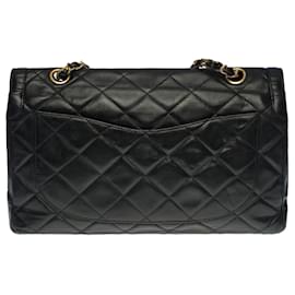 Chanel-CLASSIC lined FLAP CROSSBODY BAG IN BLACK QUILTED LAMB LEATHER -100315-Black