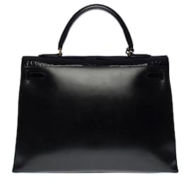 Hermès-Hermes Kelly bag 35 in black leather - 100860-Black