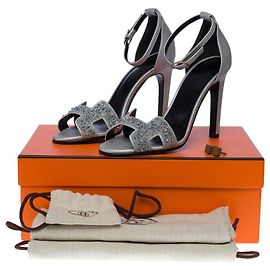 Hermès NEW CONDITION - HERMES PREMIERE NIGHT OPEN PUMPS WITH SEQUINS AND SILVER PEARLS -100889 Other