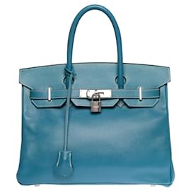 Hermès-Bolso Hermes Birkin 30 en Cuero Azul - 100862-Azul