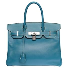 Hermès-Hermes Birkin Tasche 30 aus blauem Leder - 100862-Blau