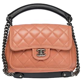 Chanel-CHANEL CLASSIC FLAP BAG CROSSBODY BAG IN PINK QUILTED LAMB LEATHER -100866-Pink