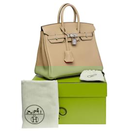 Hermès-Sac HERMES Birkin 25 en Cuir Beige - 100908-Beige