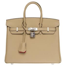 Hermès-Hermes Birkin Tasche 25 aus beigem Leder - 100908-Beige