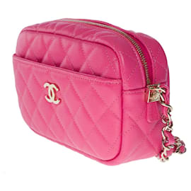 Chanel-Bolsa para câmera CHANEL em couro rosa - 100926-Rosa