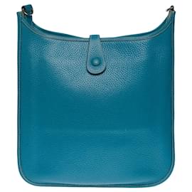 Hermès-sac bandoulière evelyne 29 en cuir bleu jeans-101093-Bleu