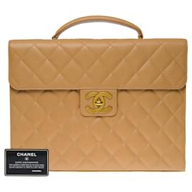 Chanel-Aktentasche aus beigem Kaviarleder -101090-Beige