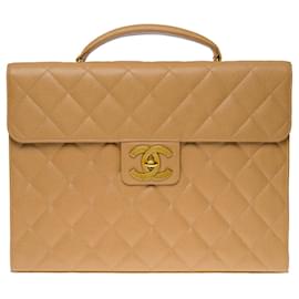 Chanel-Aktentasche aus beigem Kaviarleder -101090-Beige