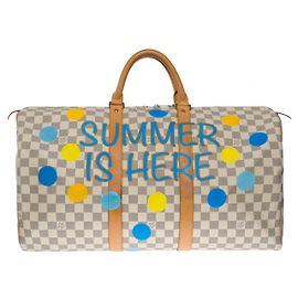 LOUIS VUITTON Keepall Bag in White Canvas - 101063 White