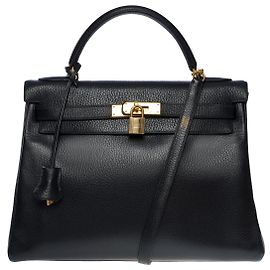 Hermès Hermes Kelly bag 32 in black leather - 101099 Black