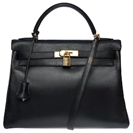 Hermès-Hermes Kelly bag 32 in black leather - 101099-Black
