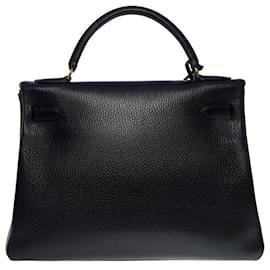 Hermès-Hermes Kelly bag 32 in black leather - 101099-Black
