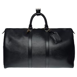 Louis Vuitton-Keepall travel bag 45 in black epi leather -101107-Black