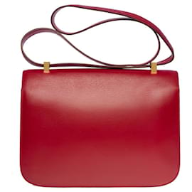 Hermès-HERMES Constance Bag in Red Leather - 100895-Red