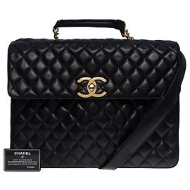 Chanel borsa a tracolla in pelle nera-101091 Nero