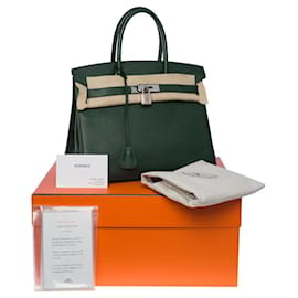Hermès-Bolso Hermes Birkin 30 en Cuero Verde - 101116-Verde