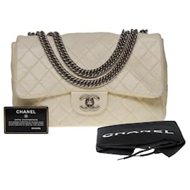 Chanel-Sac Chanel Timeless/Clássico em Couro Bege - 100587-Bege