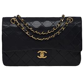Chanel-CHANEL TIMELESS MEDIUM lined FLAP CROSSBODY BAG IN BLACK QUILTED LAMB LEATHER - 100586-Black