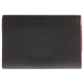 Louis Vuitton-LOUIS VUITTON CAPUCINES COMPACT WALLET IN BLACK AND PINK TAURILLON LEATHER-Other