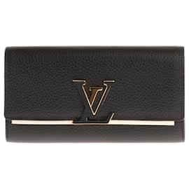Louis Vuitton-LOUIS VUITTON CAPUCINES WALLET IN BLACK AND PINK TAURILLON LEATHER-Other