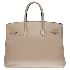 Hermès-Hermes Birkin handbag 35 IN LEATHER TOGO DOVE GRAY-100665-Grey