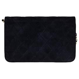 Chanel-CHANEL CLASSIC MINI CROSSBODY TASCHE MIT VOLLER FLAP AUS NAVY GESTEPPTEM WILDLEDER-100660-Marineblau