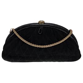 Chanel-CHANEL CROSSBODY BAG VINTAGE HALF-MOON POUCH IN SUEDE -224241006-Black