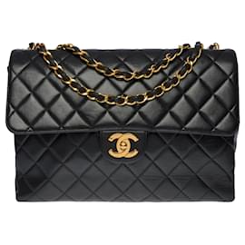 Chanel-CHANEL TIMELESS MAXI JUMBO FLAP BAG CROSSBODY BAG IN BLACK QUILTED LEATHER100351-Black