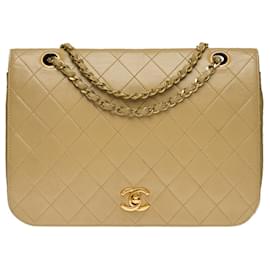 Chanel-CHANEL CLASSIC FULL FAP GM CROSSBODY BAG AUS BEIGE GESTEPPTEM LAMMLEDER - 100712-Beige