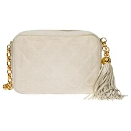 Chanel-CHANEL Camera Bag in White Linen - 100714-White