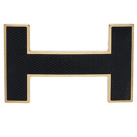 Hermès FIVELA DE CINTO HERMES QUIZZ EM METAL DOURADO COM FUNDO PRETO ESCOVADO Dourado