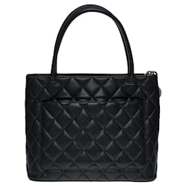 Chanel-Bolso Medallón CHANEL en Cuero Negro - 100731-Negro