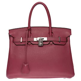Hermès-HERMES BIRKIN BAG 30 in Pink Leather - 100757-Pink