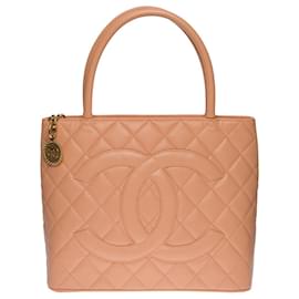 Chanel-CHANEL MEDALLION SHOPPING BAG IN SALMON QUILTED CAVIAR LEATHER100733-Pink