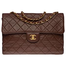 Chanel-Chanel Timeless shoulder bag/CLASSIC JUMBO SINGLE FLAP IN BROWN QUILTED LEATHER- 100748-Brown