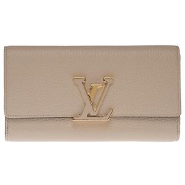 PORTAFOGLIO LOUIS VUITTON CAPUCINES IN GALLET GRIGIO E PELLE TAURILLON MARRONE Altro